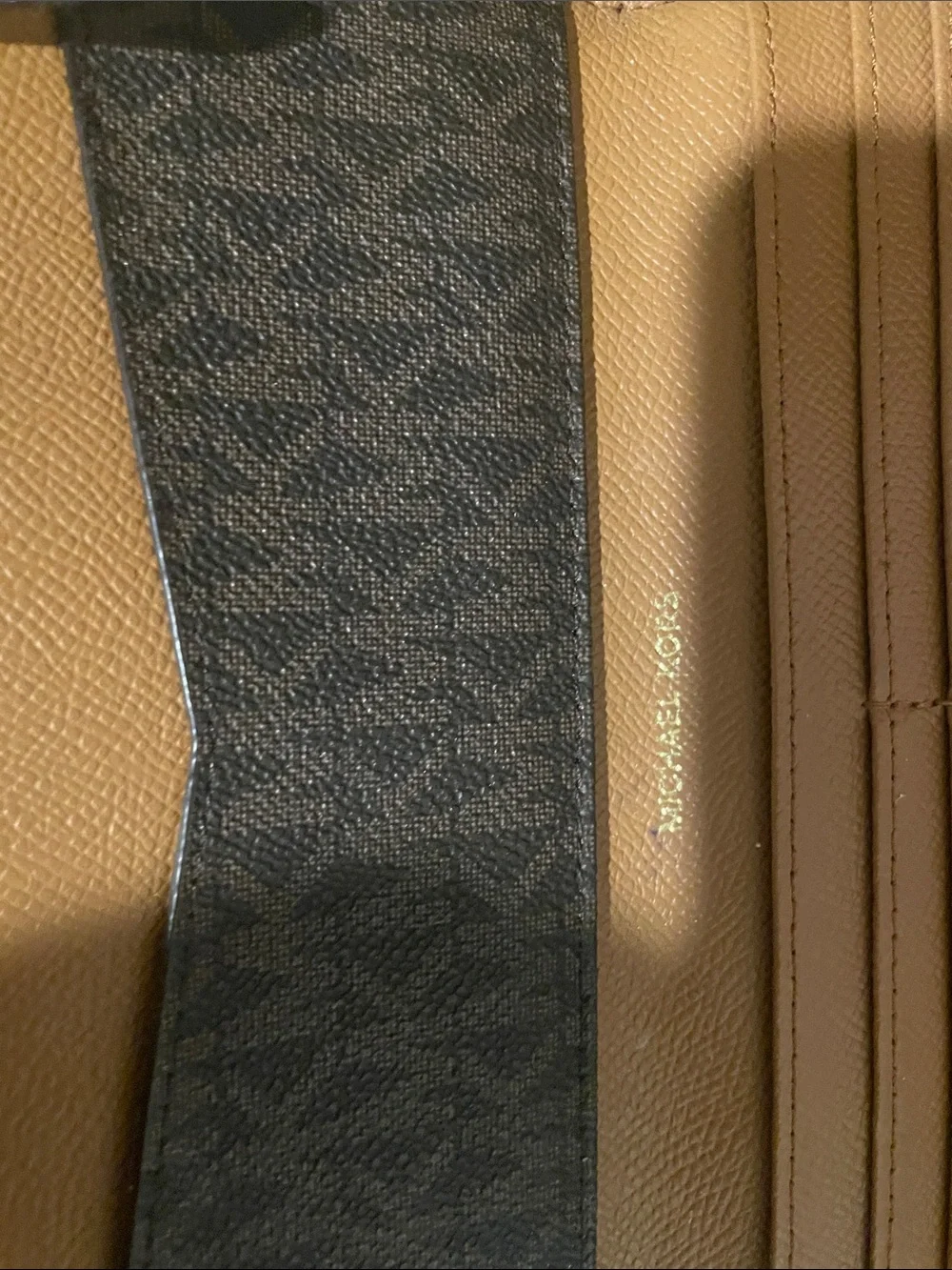 Michael Kors Brown Logo Bifold Wallet with Gold Lettering